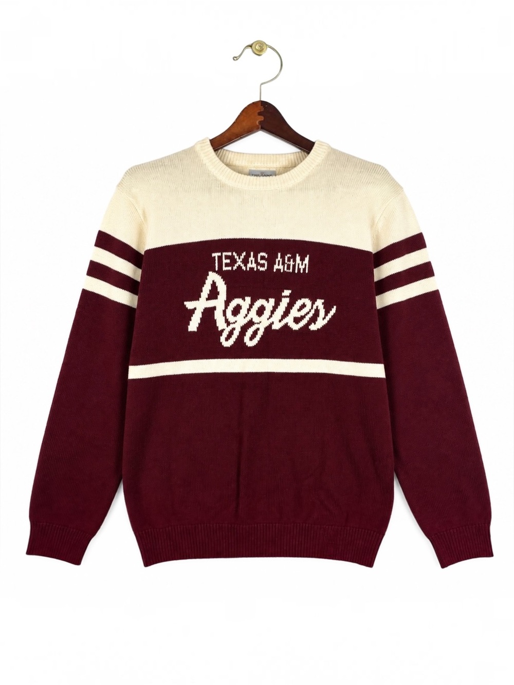 Hillflint Texas A&M Aggies Varsity Knit Sweater Maroon Cream XL NWT